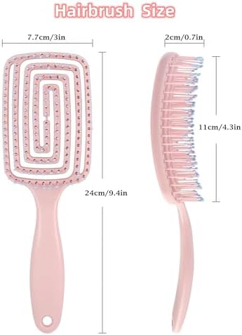 2 Pieces Curved Vent Brush and Detangle Hair Brush, Easy Detangling Vented Hair Styling Comb Salon for Long Thick Curly Straight Dry Wet Hair,Styling Hair Brush for Women&Men - Image 3
