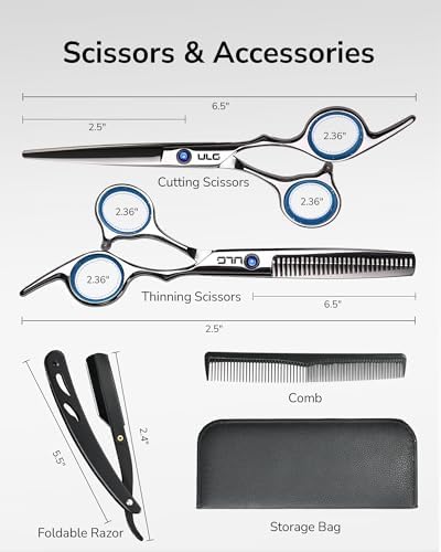 ULG Hair Cutting Scissors Thinning Shears Kit Professional Hairdressing Texturizing Salon Razor Edge Scissor Barber Kit1 Pro - Image 5