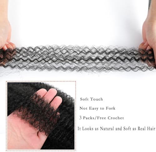 Marley Twist Braiding Hair 18 Inch 3 Packs Pre-Separated Springy Afro Twist Hair Suitable for Soft Faux Locs Crochet Synthetic (18 inches, 1B) Spring Twist Crochet Hair for Black Women - Image 2
