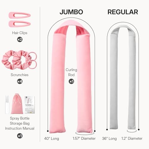 LitBear Jumbo Heatless Curls Overnight Set for Long Thick Hair, Pink - Image 4