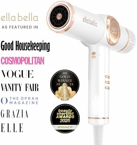ELLA BELLA® Ionic Hair Dryer with Diffuser - Negative Ion Blow Dryer, Quiet - Image 3