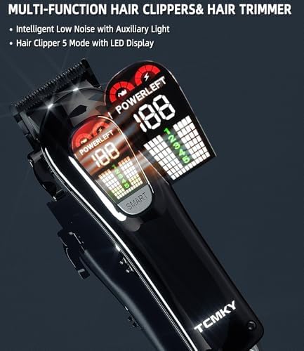 TCMKY Hair Clippers Professional Cordless for Men, Barber Clippers for Hair Cutting Kit, Wireless LCD Display Hair Trimmers Set, Rechargeable Haircut Machine for Family (Black) - Image 6