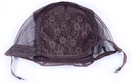 YANTAISIYU Double Lace Wig Caps for Making Wigs with Adjustable Strap on the Back Weaving Hairnets Swiss Lace Wig Cap (Dark Brown L) - Image 4
