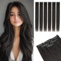 Rich Choices Real Human Hair Clip In Extensions-6 Pcs Single Clip Design-100% Remy Hairs Invisible Clip in Extensions for Thin Hair-Seamless Hairpieces for Women/Men-18 Inches #1B Natural Black by RichChoices