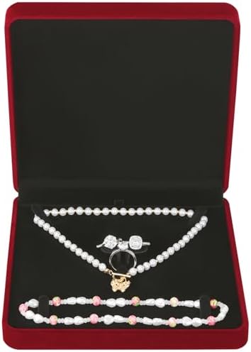 LETURE Velvet Jewelry Set Box, Velvet Gift Box for Bracelet Necklace Earring Ring (Red) - Image 2