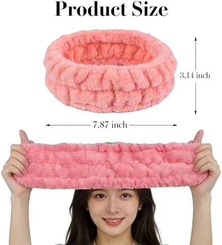 3 Pack Microfiber Towel Headbands for Women & Girls, Soft Facial Hair band for Washing Face, Makeup, Spa & Skincare, Elastic Adjustable Fash Wash Headbands - Image 2