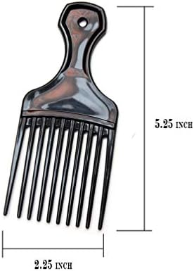 (3 Pack) 5.25" Plastic Afro Pick Lift Hair Comb Detangle Wig Braid Hair Man Styling Comb (Black_B) - Image 3