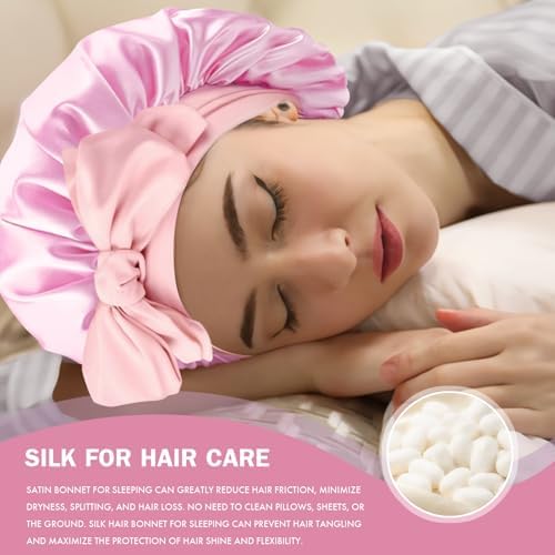 Silk Bonnet for Women,Adjustable Double Layer Sleep Cap - Image 5