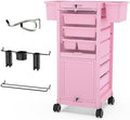 TASALON Pink Lockable Salon Cart with Wheels, Beauty Salon Station Trolley with 6 Drawers & Heat-Resistant Tool Holders, Rolling Barber Organizer for Hair Stylist, Spa & Tattoo Studio by TASALON
