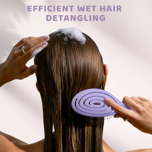 SHINLEA Detangle Hair Brush, Detangling Wet & Dry Spiral Hairbrush for Women, Men, Kids, Vented Detangler for Blow Drying, Glide Through Tangles For All Hair Types (Purple) - Image 5