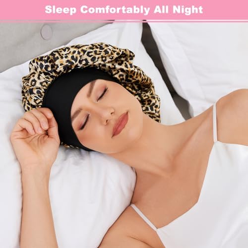 ZHENSILK 3PCS Silk Sleep Bonnet for Women, Large Satin Hair Caps with Elastic Band for Curly Hair and Frizz Control - Image 2