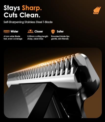 Hair & Beard Trimmer for Men, Wide T Blade Liners Clippers Black - Image 4