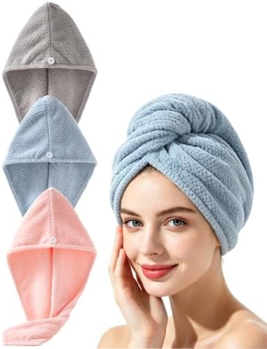 Lumimi Microfiber Hair Towel Wrap 3 Pack for Women, 3 Colors A by Lumimi