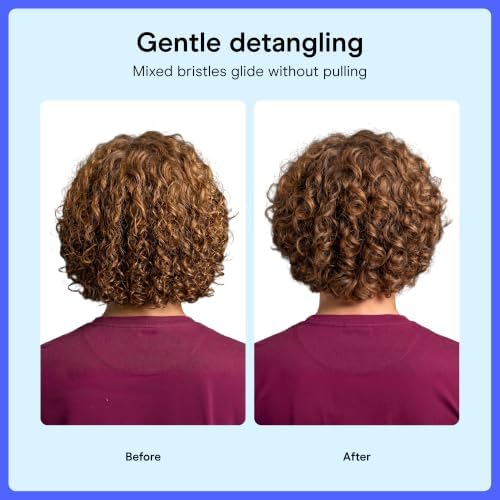 Conair Curl Define Pro Detangling Hairbrush, Tight Curls & Short Hair, Pink - Image 3