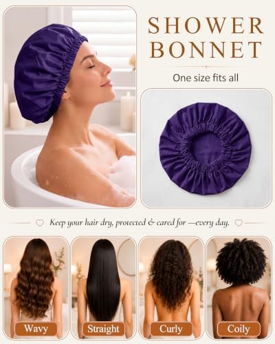 Edoneery Shower Caps for Women Reusable Waterproof, Shower Hair Cap - Image 5