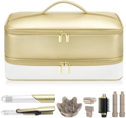 Travel Hair Dryer Case for Shark Glam, Portable Hair Tools Bag for Shark FlexFusion, Double-Layer Storage Carrying Case for Shark FlexStyle Blow Dryer, Silki Straightener & Glossi Attachments Holder by Adworte