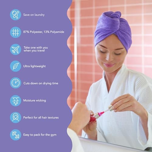 Turbie Twist Microfiber Hair Towel, Dark & Light Purple (2 Pack) - Image 2