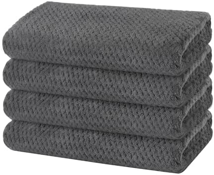 KinHwa Gray Bathroom Hand Towels, Microfiber Face Towels, 11x20 Inch, 4Pack by KinHwa