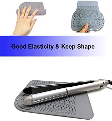 Heat Resistant Mat for Curling Iron, Flat Irons and Hair Straightener Hair Styling Tools 9" x 6.5", Food Grade Silicone, Grey - Image 2
