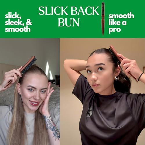 GranNaturals Teasing Boar Bristle Hair Brush for Women - Slick Back Comb with Rat Tail Pick for Hair Sectioning Used for Edge Control, Backcombing, Smoothing, and Styling Fine Hair to Create Volume - Image 3