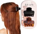 Kitsch Medium Puffy Claw Clips for Women - Black & Tort, 2pcs by Kitsch