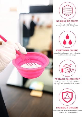 YOOVR 19pcs Hair Bleach Dye Kit with Hair Dye Brush, Bowl & Whisk (Pink) - Image 4