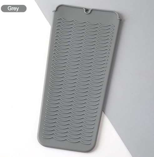Heat Resistant Silicone Hair Iron Mat, Portable Hot Hair Tools Pad Travel Organizer Pouch for Curling Irons, Flat Irons, Hair Straightener and Hair Styling Tools (Gray) - Image 2