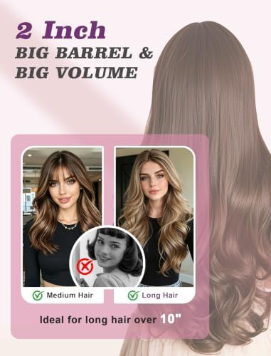 Large Barrel Curling Iron 2 Inch,Dual Voltage with European Plug Adapter - Image 5