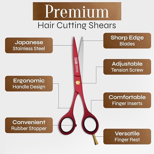 Facón Hair Cutting Scissors - Professional Hair Scissors 6.5 Inch Razor Edge Barber Shears Salon Hair Cutting Shears - Japanese Stainless Steel - Precision Cutting Premium Shears for Men, Women & Kids - Image 6