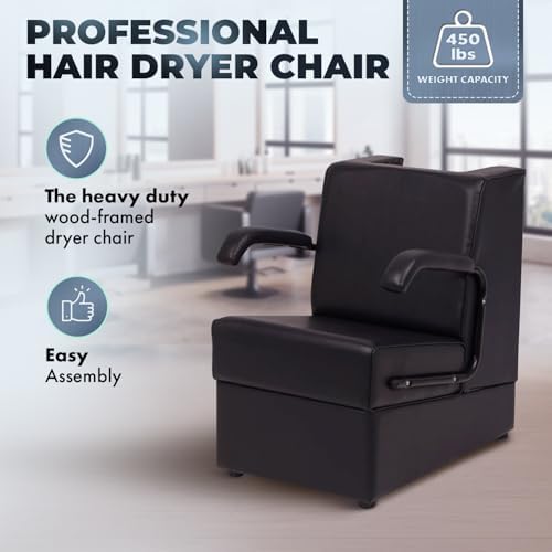 Buy-Rite Kate Hair Dryer Chair Salon Chair Black Vinyl Wood Frame - Image 3
