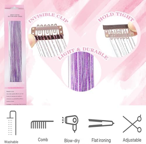 Hair Tinsel Clip in Purple Colorful Fairy Hair Tinsel Kit - Image 4