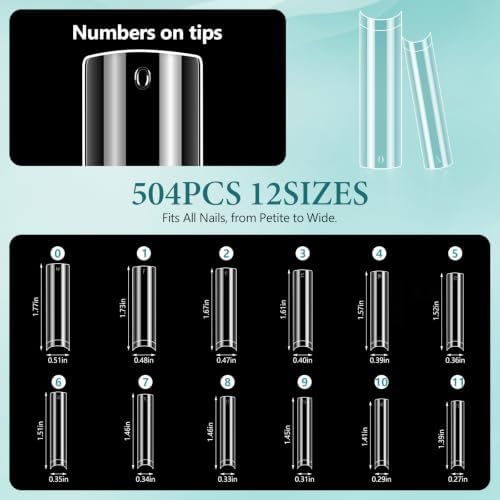 LIONVISON XXL Nail Tips Square: 504PCS Half Cover No C Curve Nail Tips - Image 6