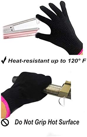 AFT90 Heat Resistant Glove for Hair Styling, Curling Iron, Flat Iron and Curling Wand, Black, Pink Edge, 1 Piece - Image 3