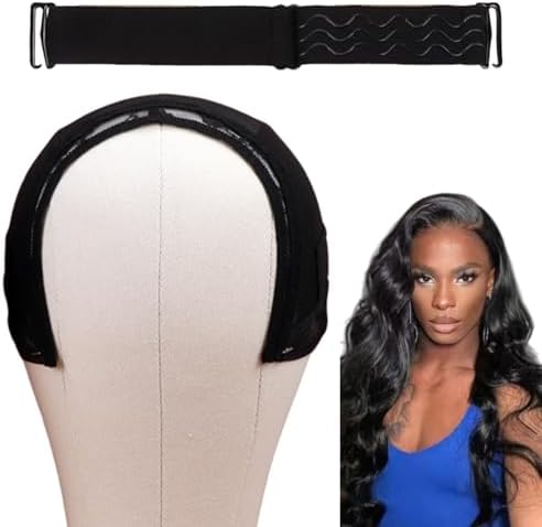 Adjustable Wig Cap with Anti-Slip Elastic Band Set, Breathable U Part drawstring Wig Cap Wig Making Caps with Silicone Band for Lace Front & Closure Wigs All-Day Secure (5×5 in) by Boyiexin