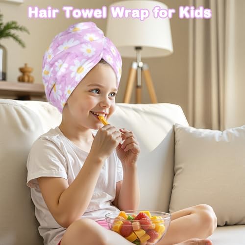 FIOBEE Microfiber Hair Towel Wrap for Kid Girls Rapid Drying Hair Turbans - Image 5