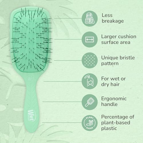 Wet Brush Go Green Thick Hair Paddle Detangling Brush, Green - Ultra-Soft IntelliFlex Bristles With AquaVent - Gently Loosens Knots While Minimizing Pain - Curly, Coarse, Long Hair (Pack of 2) - Image 3