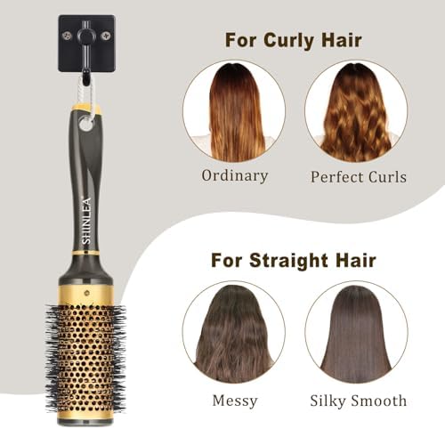 Round Hair Brush for Blow Drying, Aluminium Curly Hair Brush, Hairbrushes for Women Professional Curling, Straightening, Add Volume and Shine (1.7 inch Barrel, 2.5 inch with Bristles) - Image 4