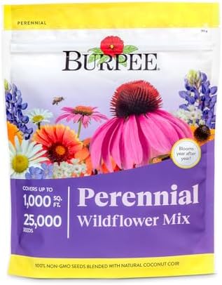 Burpee Wildflower 25,000 Bulk, 1 Bag | 18 Varieties of Non-GMO Flower Seeds Pollinator Garden, Perennial Mix by Burpee