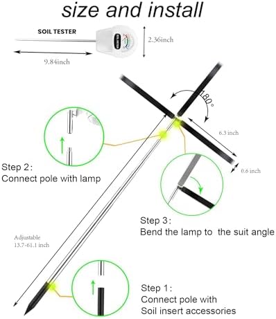 Plant Grow Light, LED Growing Light Full Spectrum for Indoor Plants, Paired with a Soil Tester,Height Adjustable, Automatic Timer, 5V Low Safe Voltage,Idea for Large Plant Light - Image 7