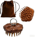 Wooden Scalp Massager for Hair Growth, Bamboo Head Brush with 54 Thin Teeth to Stimulate Circulation, Hair Massage Natural Gua Sha Matte Brush Tool for Face & Body, Flower Design with Ring (1 Pack) by Unknown