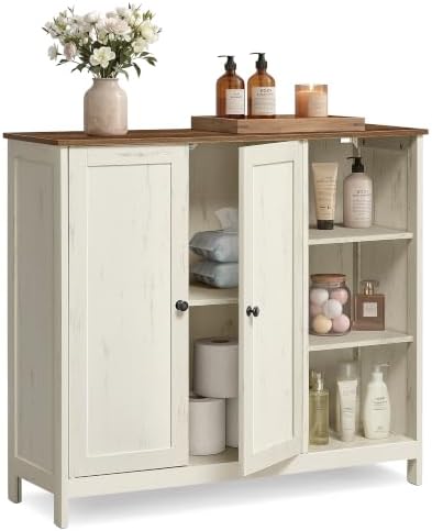 VASAGLE Bathroom Floor Cabinet, 3 Adjustable Shelves, Honey Brown by VASAGLEbySONGMICSHOME