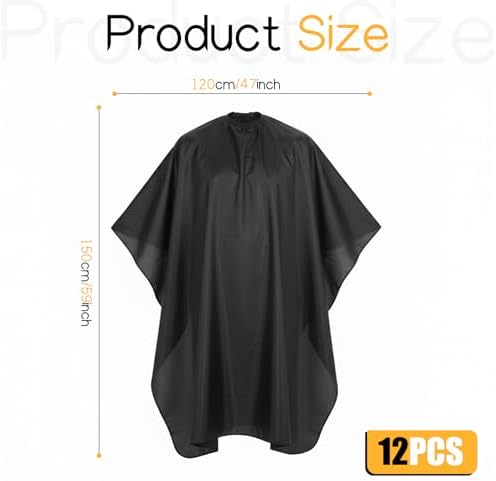 SHENLIU 12 Pcs Black Hair Cape, Large Hair Cutting Salon Cape 59 x 47 Inch - Image 2