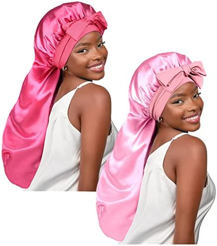 YANIBEST 2Pcs Silk Feeling Bonnet for Sleeping Braid Bonnet for Long Hair by yanibest