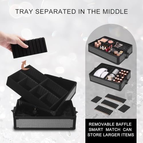 Cosmetology Case on Wheels Makeup Train Case (6, CARBON FIBER) - Image 5