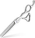 ULG Hair Thinning Scissors 6.7” Shark Series 100% Japanese Stainless Steel, Offset Handle, 16-Tooth Fishbone Chunker 45% Hair Removal, Professional Barber Layering Shears for Salon & Home Hair Styling by ULG