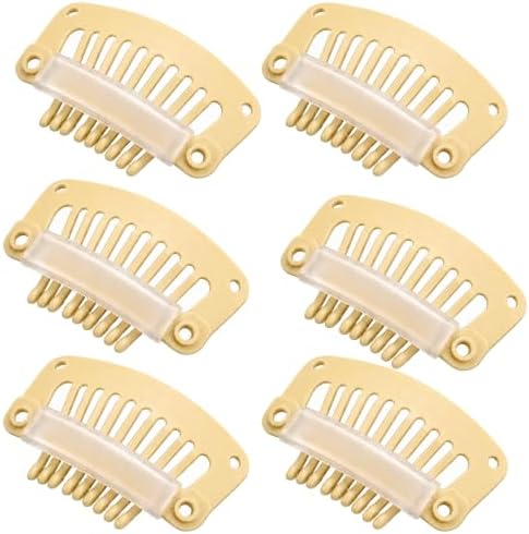 9-Tooth Plastic Wig Clips, Beige Hair Extension Clips, 6 Pack by HyunDu