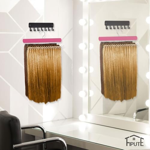 2PACK Hair Extension Holder with 16 Hooks, Hair Extension Hanger for Holding Extra Wide Weft/Styling/Air-Drying/Coloring, Braiding Hair Rack for Barber Shop/Home, 2PACK - PINK - Image 6