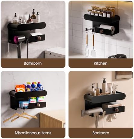 Universal Hair Dryer Holder, Hair Tool Organizer with Shelf for Bathroom, Hair Accessories Organizer for Blow Dryer, Curling Iron, Straightener - Image 4