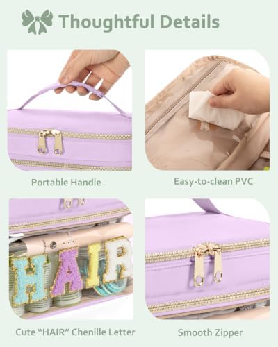 Fasrom Double Layer Hair Accessories Organizer, Preppy Makeup Bag for Girls - Image 4