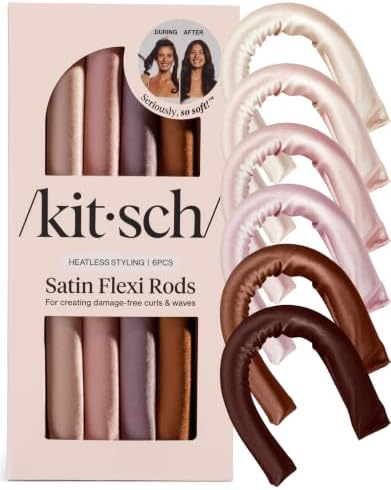 Kitsch Satin Flexi Rods Heatless Curling Rod - 6 pcs, Rosewood by Kitsch